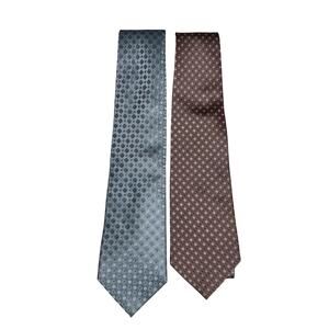 Pronto Uomo 100% Silk Tie Bundle Set of 2 — Steel Blue Floral Medallion Brown